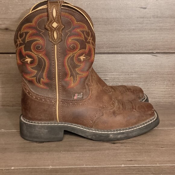 Justin Gypsy Western Cowgirl Boots L9960 Size 5B Brown Leather - Picture 2 of 15